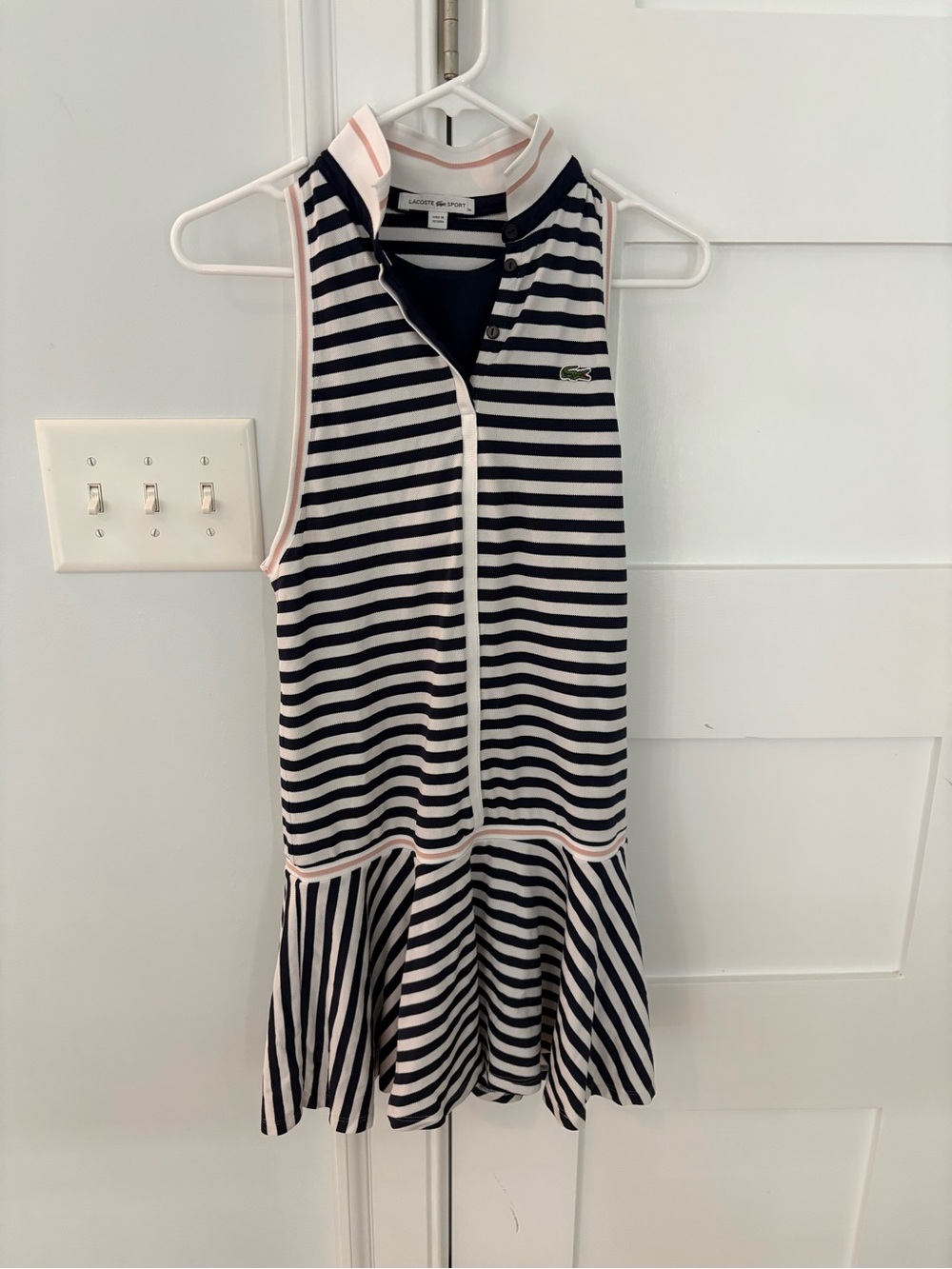 Lacoste Navy & White Striped Sleeveless Dress